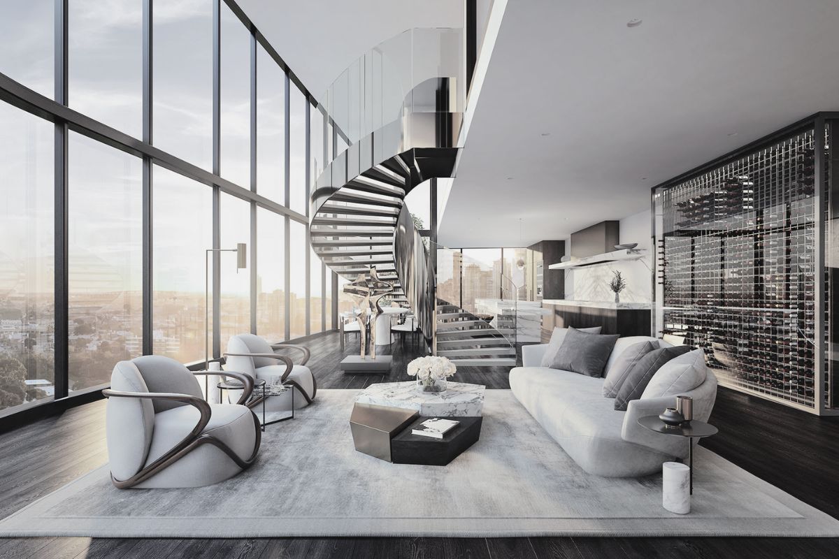 Duplex penthouse in Arjan, Dubai - private terraces and bedrooms on the upper floor